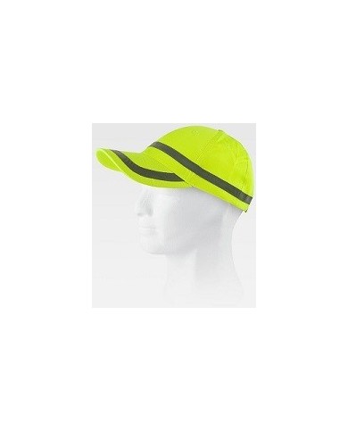 Gorra ajustable en alta visibilidad, diseño franja reflectante horizontal.