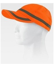 Gorra ajustable en alta visibilidad, diseño franja reflectante horizontal.
