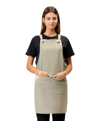 Delantal peto canvas cruzado azul. M752