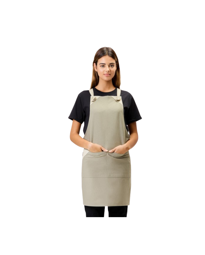 Delantal peto canvas cruzado azul. M752