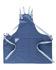 Delantal peto canvas cruzado azul. M752