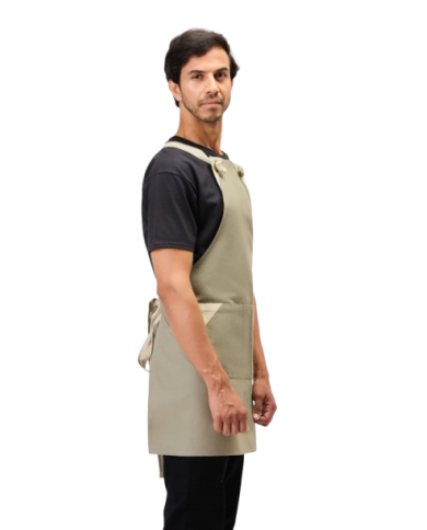 Delantal peto canvas cruzado azul. M752