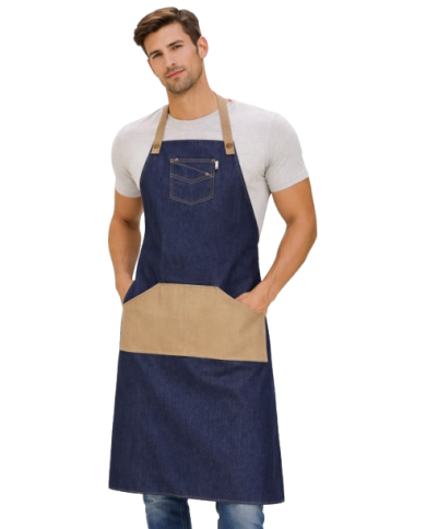 Delantal con peto vaquero combinado M718