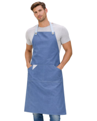 Delantal peto canvas cruzado azul. M752
