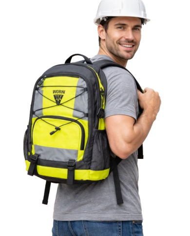 Mochila alta visibilidad con capacidad de 20l.